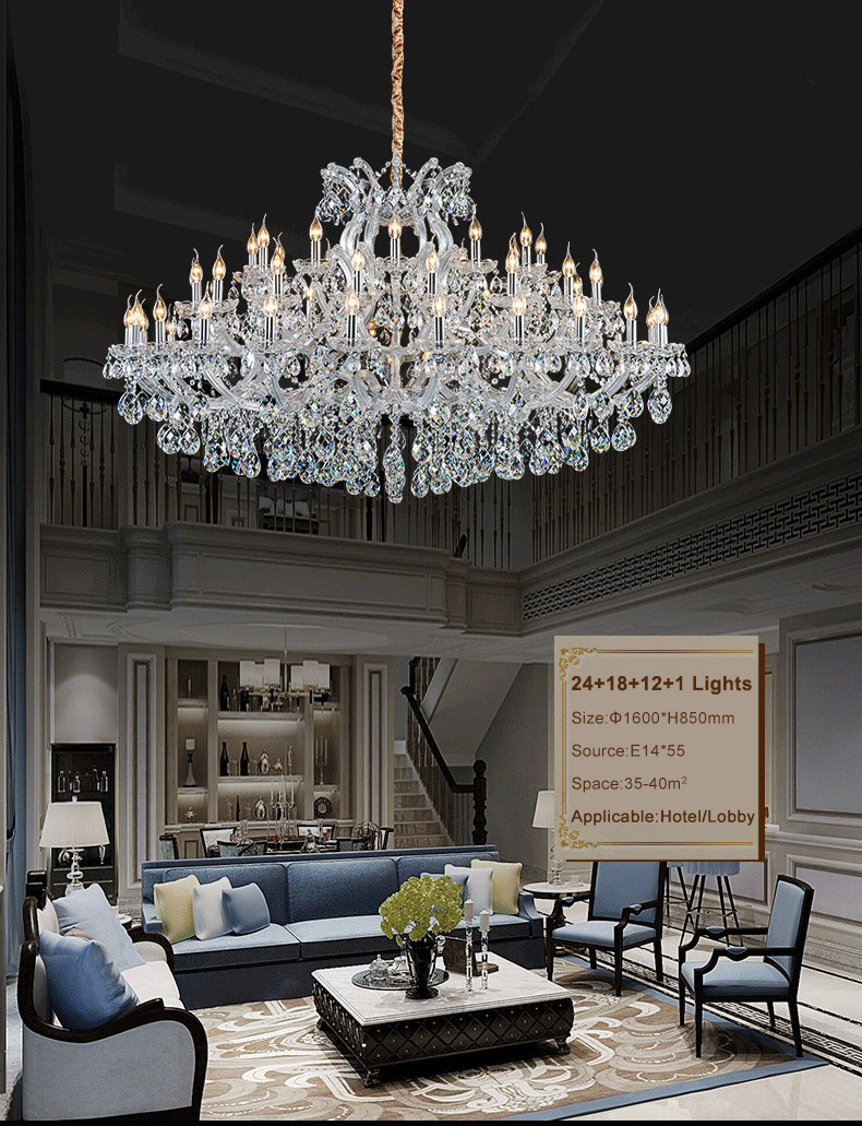 Traditional Maria Theresa Luxury Crystal Pendant Chandelier wedding decoration silver hotel lobby crystal lights