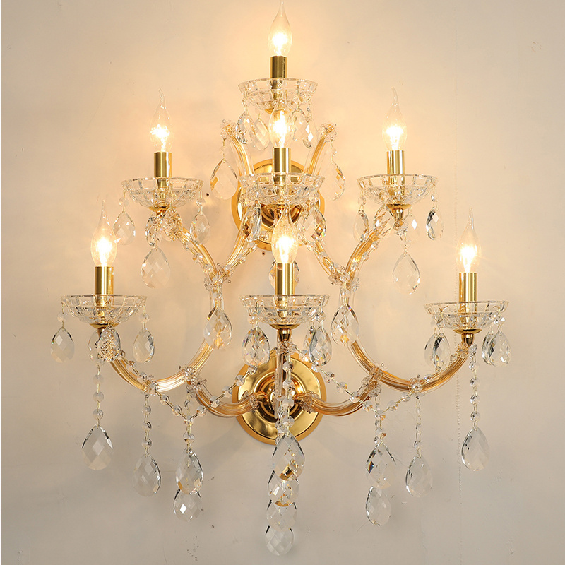 Maria Theresa Crystal Wall Lamp Modern Lighting Living Room Lamp Chrome Gold Lamp 7 Heads Villa Corridor Decorative Lights