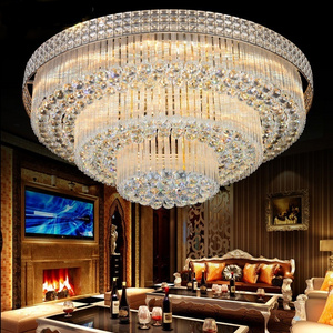 Round wedding indoor decorative crystal pendant lamp gold hotel bedroom living room modern ceiling crystal chandelier light