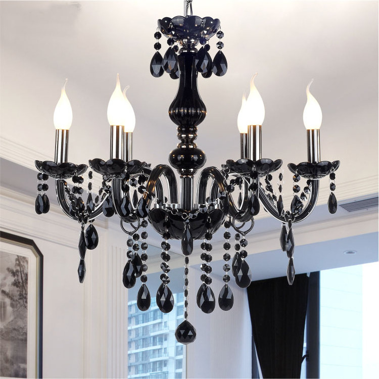 Luxury Black glass arms crystal chandelier for Living Room decoration lighting bedroom modern pendant lights chandeliers