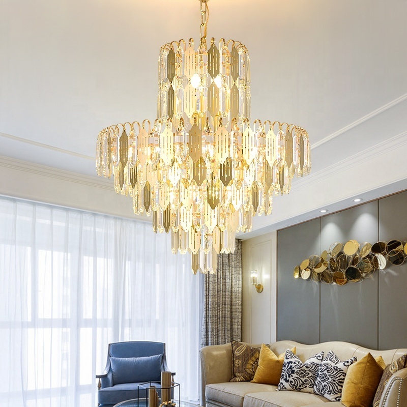 Luxury Rustic bedroom dining room pendant light fixtures lighting chandeliers ceiling gold led modern K9 crystal chandeliers