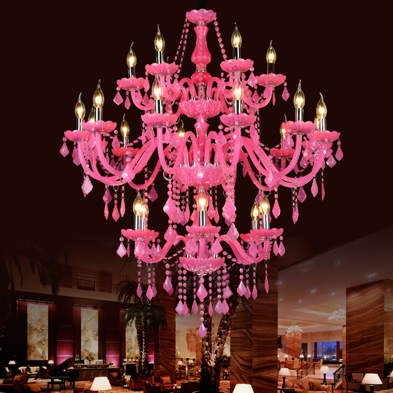 modern Pink crystal chandelier girl children bedroom crystal lamp European romantic beauty shop lamp decorate crystal lights