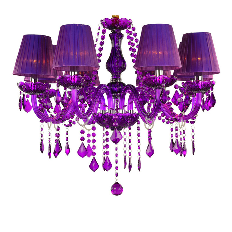 Modern Purple and pink glass pendant lighting with shades Crystal Chandelier Luxury Ceiling hanging pendant light decorative