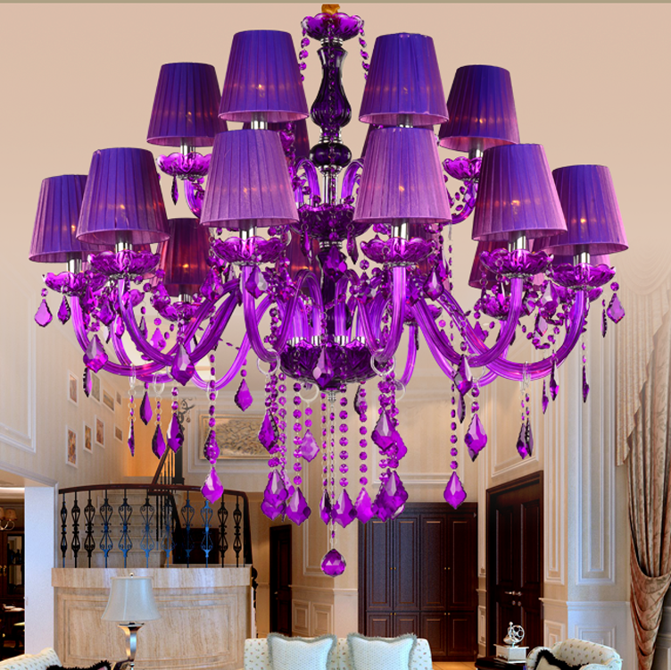 Modern Purple and pink glass pendant lighting with shades Crystal Chandelier Luxury Ceiling hanging pendant light decorative