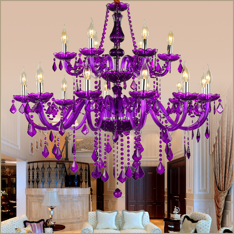 Modern Purple and pink glass pendant lighting with shades Crystal Chandelier Luxury Ceiling hanging pendant light decorative