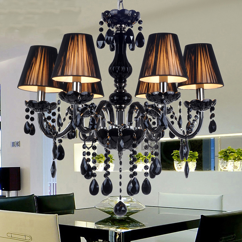 Luxury Black glass arms crystal chandelier for Living Room decoration lighting bedroom modern pendant lights chandeliers