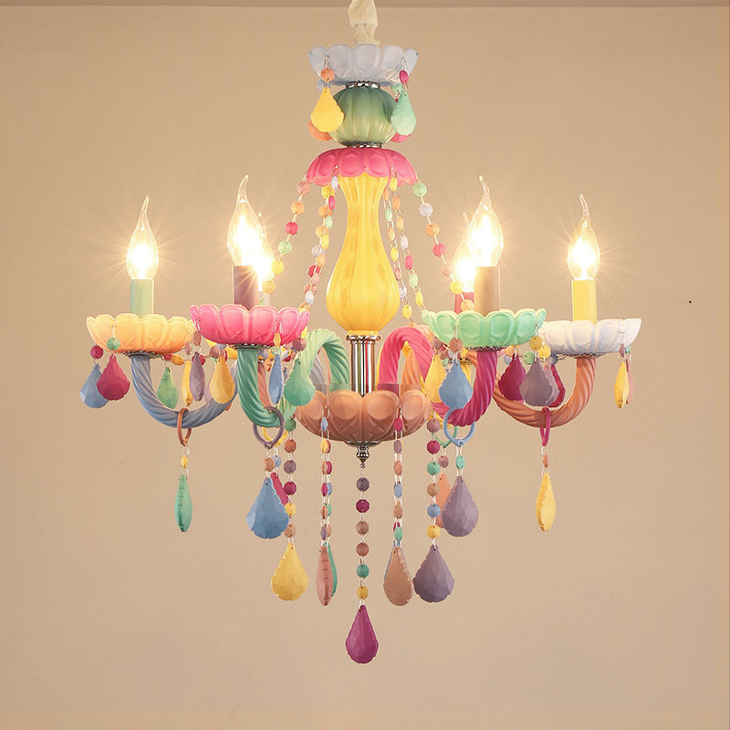 European-style crystal chandelier children's bedroom decoration ceiling macarons gabby's doll house lights pendant light