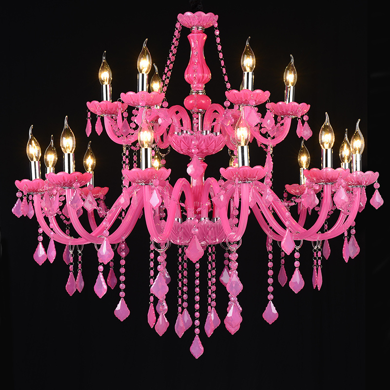 modern Pink crystal chandelier girl children bedroom crystal lamp European romantic beauty shop lamp decorate crystal lights