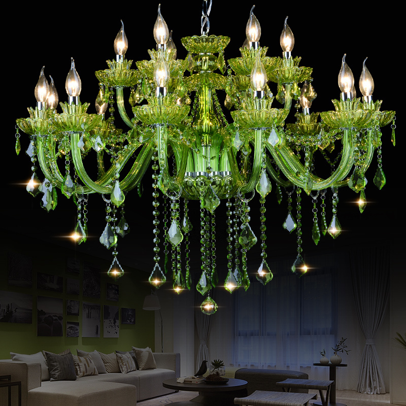 Modern led green chandelier Bedroom Kitchen light Fixtures lustre de cristal teto Green Color glass chandelier