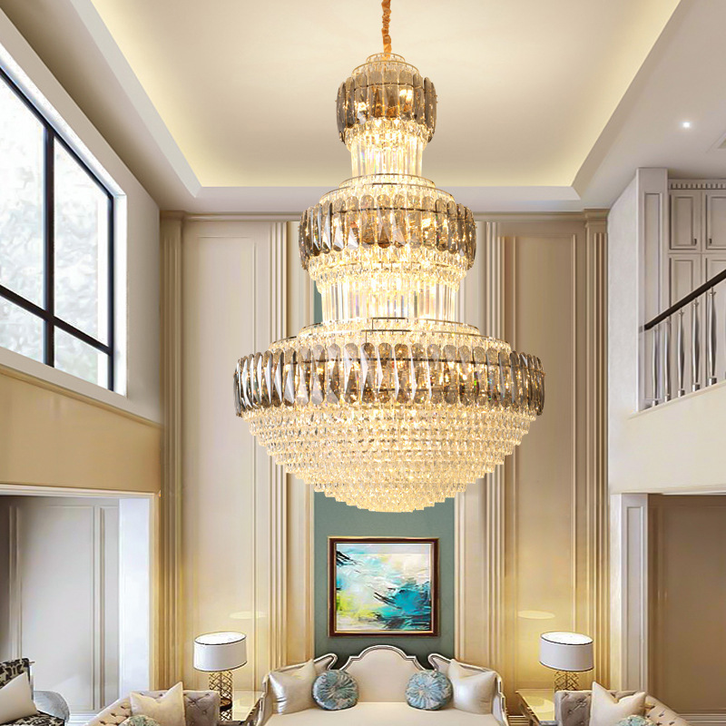 Contemporary fashion crystal chandelier large project hotel lobby decoration lamp classical villa decoration large pendant lamp