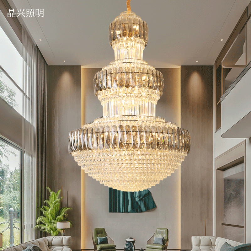 Contemporary fashion crystal chandelier large project hotel lobby decoration lamp classical villa decoration large pendant lamp