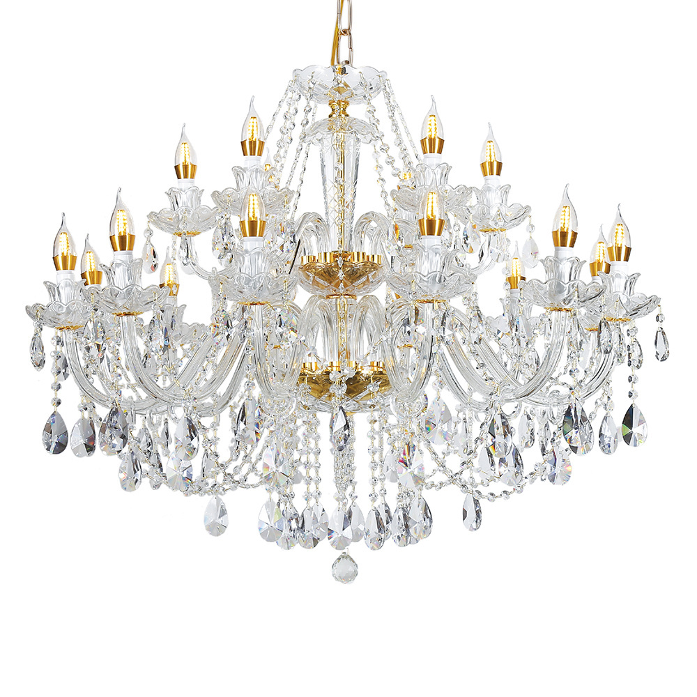 Modern Luxury Glass Gold K9 Crystal Chandelier Interior Living Room Hanging Chandeliers Pendant Lights for Bedroom Hotel