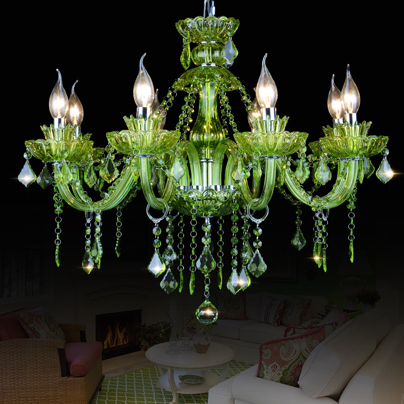 Modern led green chandelier Bedroom Kitchen light Fixtures lustre de cristal teto Green Color glass chandelier