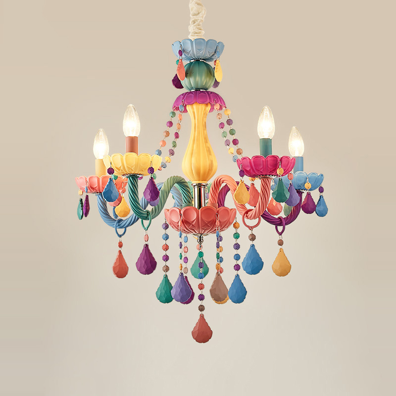 European-style crystal chandelier children's bedroom decoration ceiling macarons gabby's doll house lights pendant light