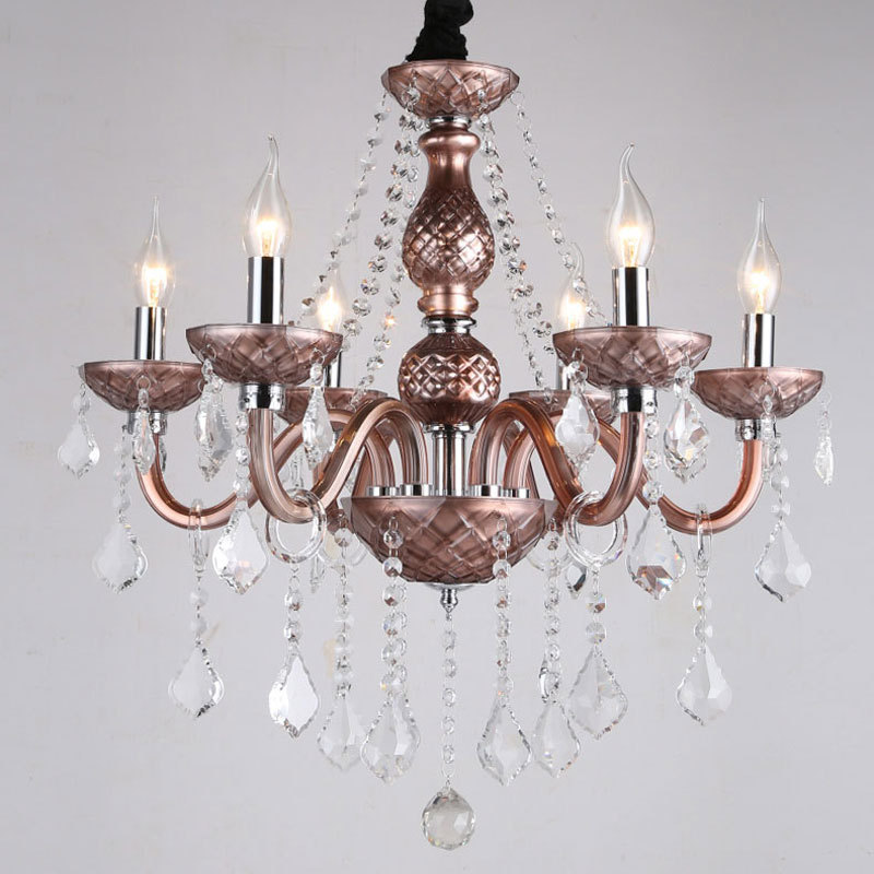 Classic coffee color crystal chandelier lighting fixtures for home living room lamp retro coffee shop luster crystal chandelier