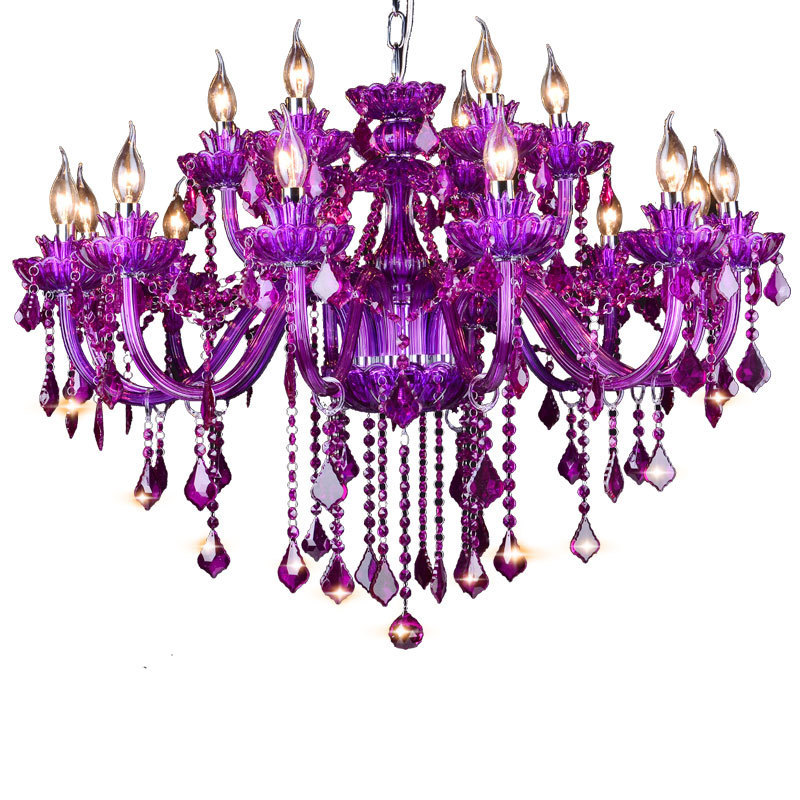 Hotel simple crystal chandelier beauty salon purple lighting lamp home living room wedding romantic light modern