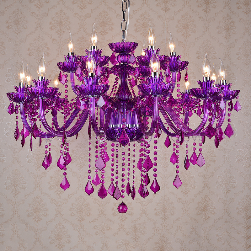 Hotel simple crystal chandelier beauty salon purple lighting lamp home living room wedding romantic light modern