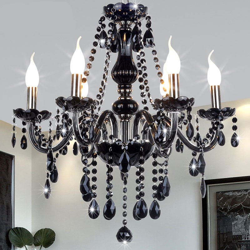 Luxury Black glass arms crystal chandelier for Living Room decoration lighting bedroom modern pendant lights chandeliers