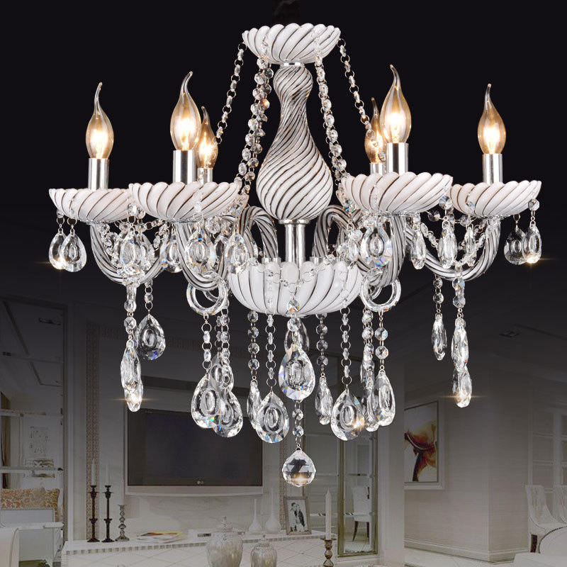 Modern indoor crystal chandelier white simple atmosphere home living room bedroom dining room lighting luster pendant chandelier