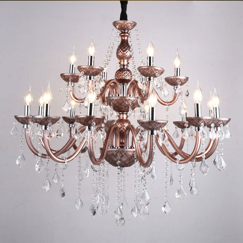 Classic coffee color crystal chandelier lighting fixtures for home living room lamp retro coffee shop luster crystal chandelier