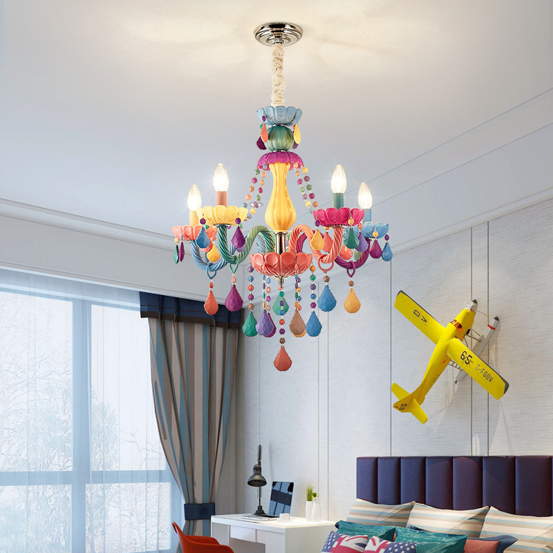 European-style crystal chandelier children's bedroom decoration ceiling macarons gabby's doll house lights pendant light