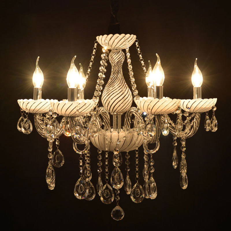 Modern indoor crystal chandelier white simple atmosphere home living room bedroom dining room lighting luster pendant chandelier