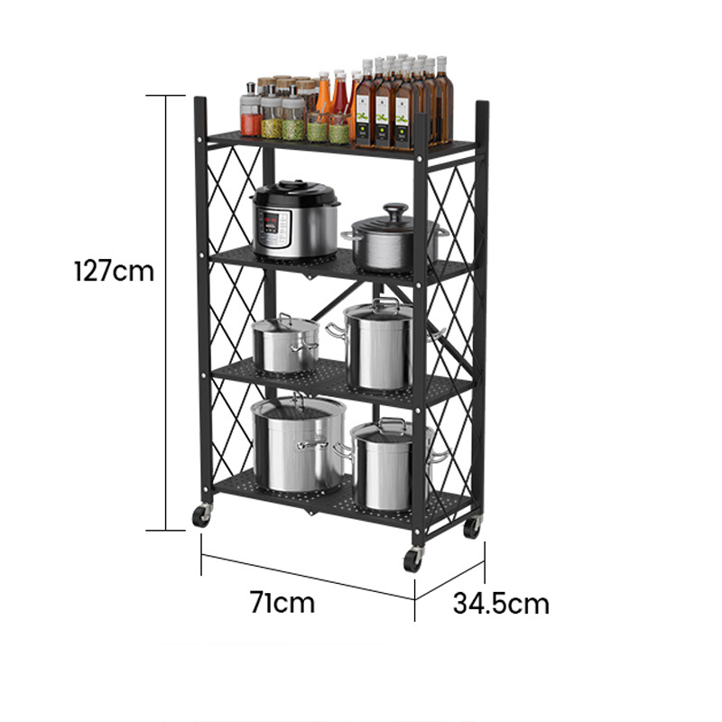 Kitchen Pantry Rack 4-Tier Kitchen Removable Storage Cart Slim Slide Out Rolling Pantry Shelf for Narrow Spaces