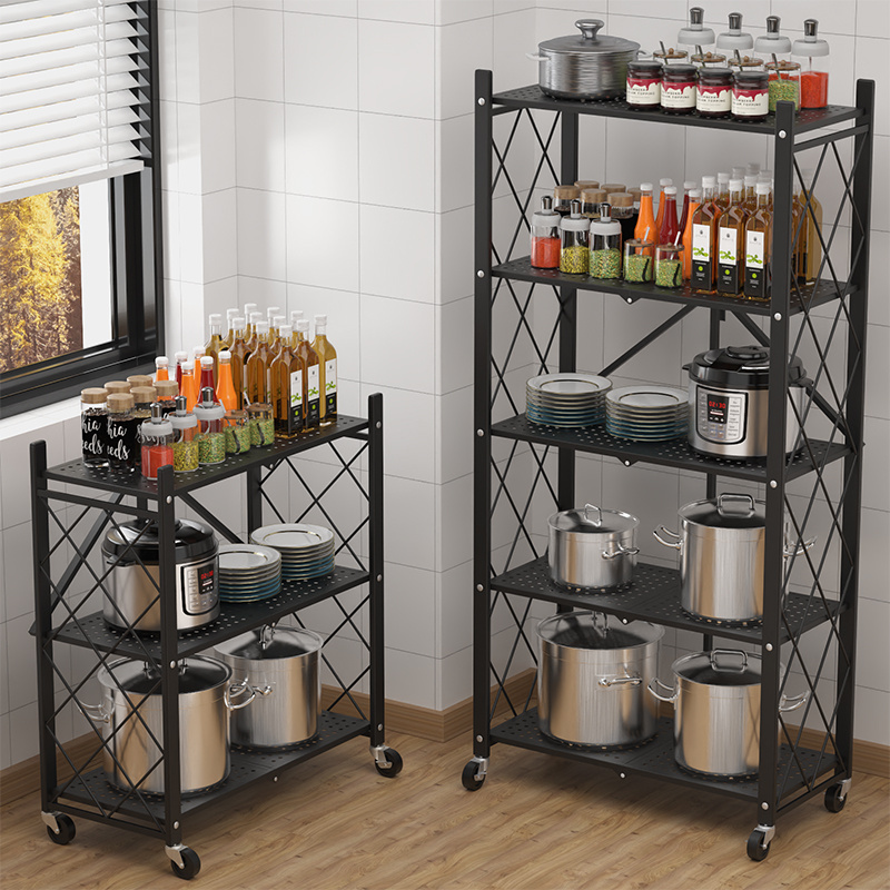 Kitchen Pantry Rack 4-Tier Kitchen Removable Storage Cart Slim Slide Out Rolling Pantry Shelf for Narrow Spaces