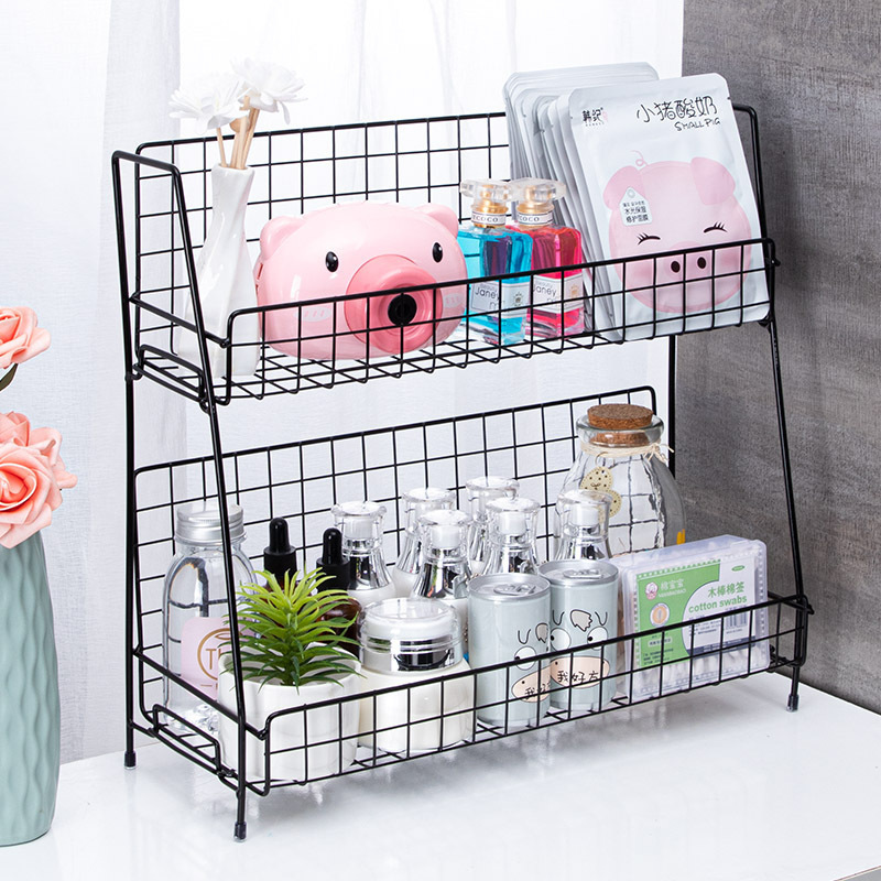 Luxury Bathroom Accessories Countertop Corner Storage Shelf 2 Tier Wire Basket Shelf Shelf 2 Tier Storage Rack