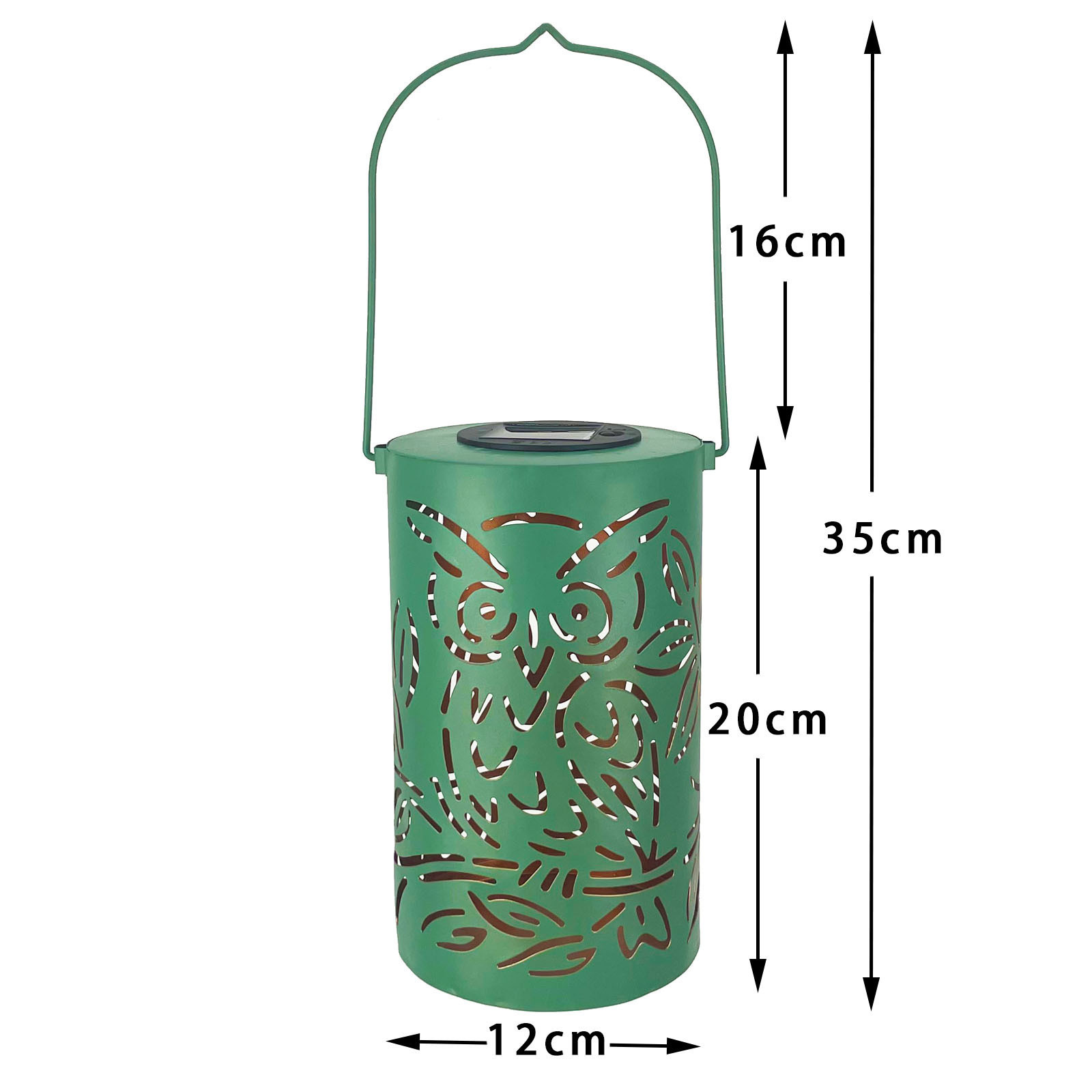 Solar Garden Lanterns Outdoor Waterproof Solar Powered LED  OWL Green Hanging Lanterns Hollow Out Retro Metal Solar Lights