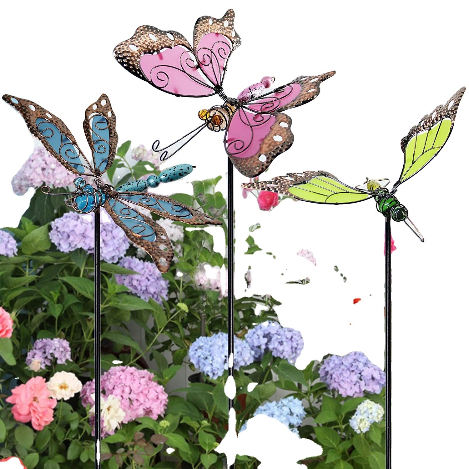 Butterfly Dragonfly Hummingbird Metal Garden Stakes Garden Decoration