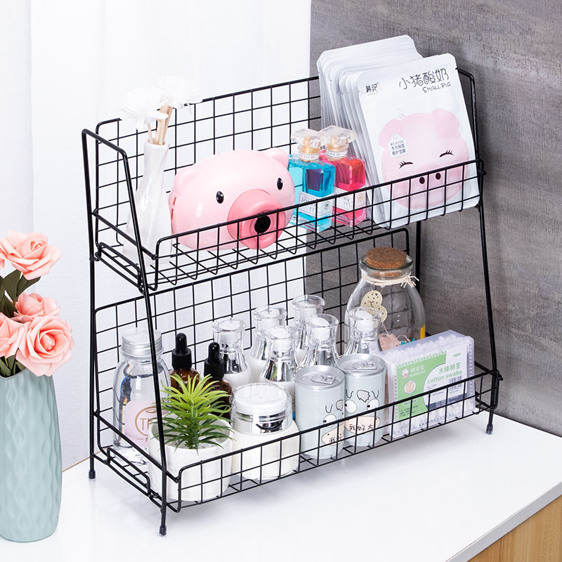 Luxury Bathroom Accessories Countertop Corner Storage Shelf 2 Tier Wire Basket Shelf Shelf 2 Tier Storage Rack