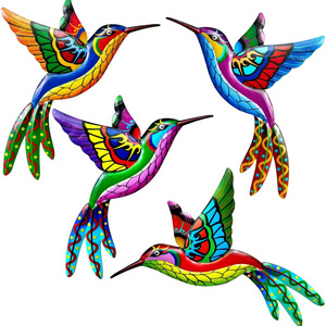 Decorative Metal Flying Vivid Hummingbird Metal Wall Hanging Art Decoration