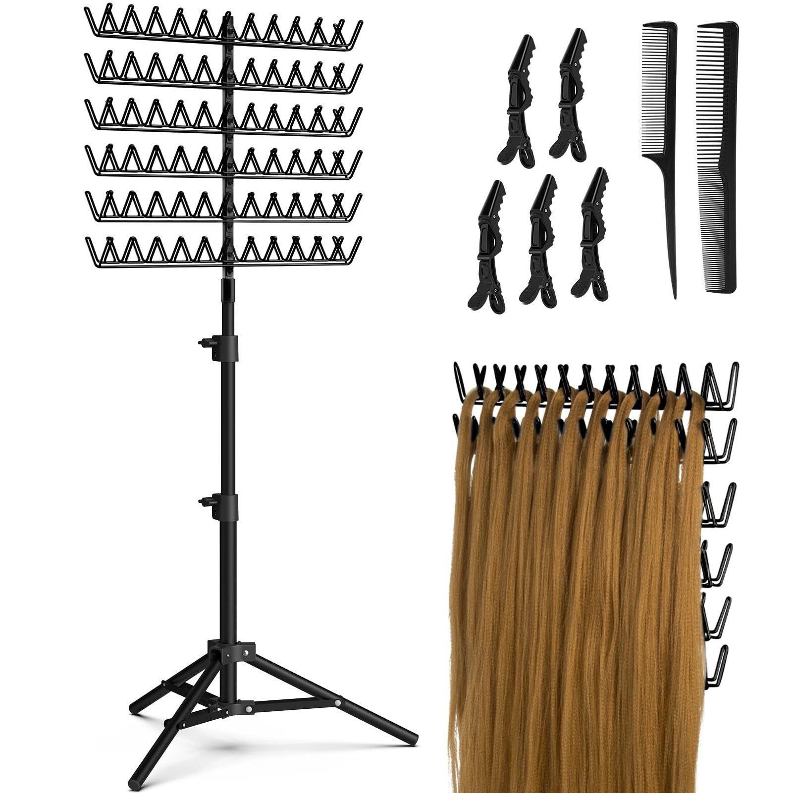 Height Adjustable  salons pegs double sided  Hair Stand  Stylist Hair Braiding Tools braiding  hair rack stand organizer