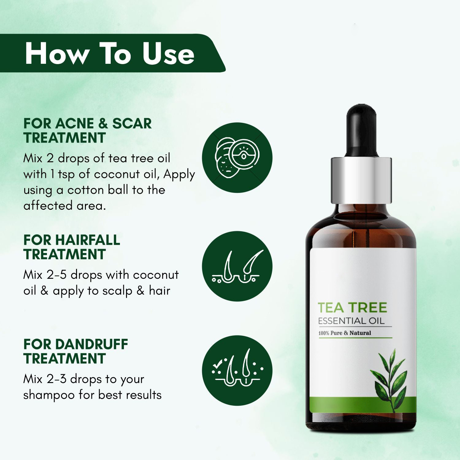 Yujia Natural Organic Tea Tree Essential Oil for Face Massage and Skin Hair Care