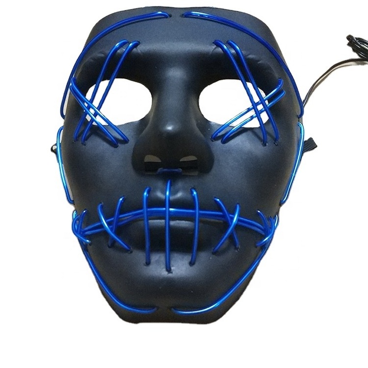 Halloween Costume Cosplay Rave Party PVC LED Mask Colorful Glowing EL Purge Wire Mask