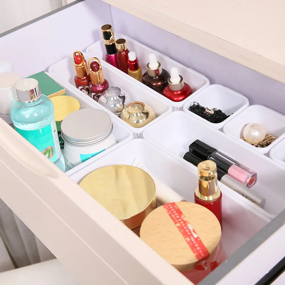 8 pieces/set adjustable drawer storage box tray Cosmetics Cosmetics sundries separation rack