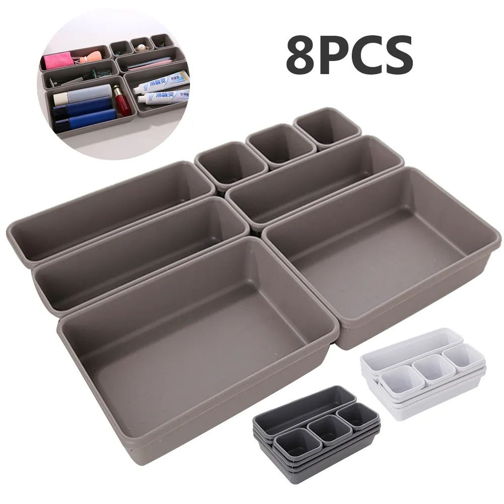 8 pieces/set adjustable drawer storage box tray Cosmetics Cosmetics sundries separation rack