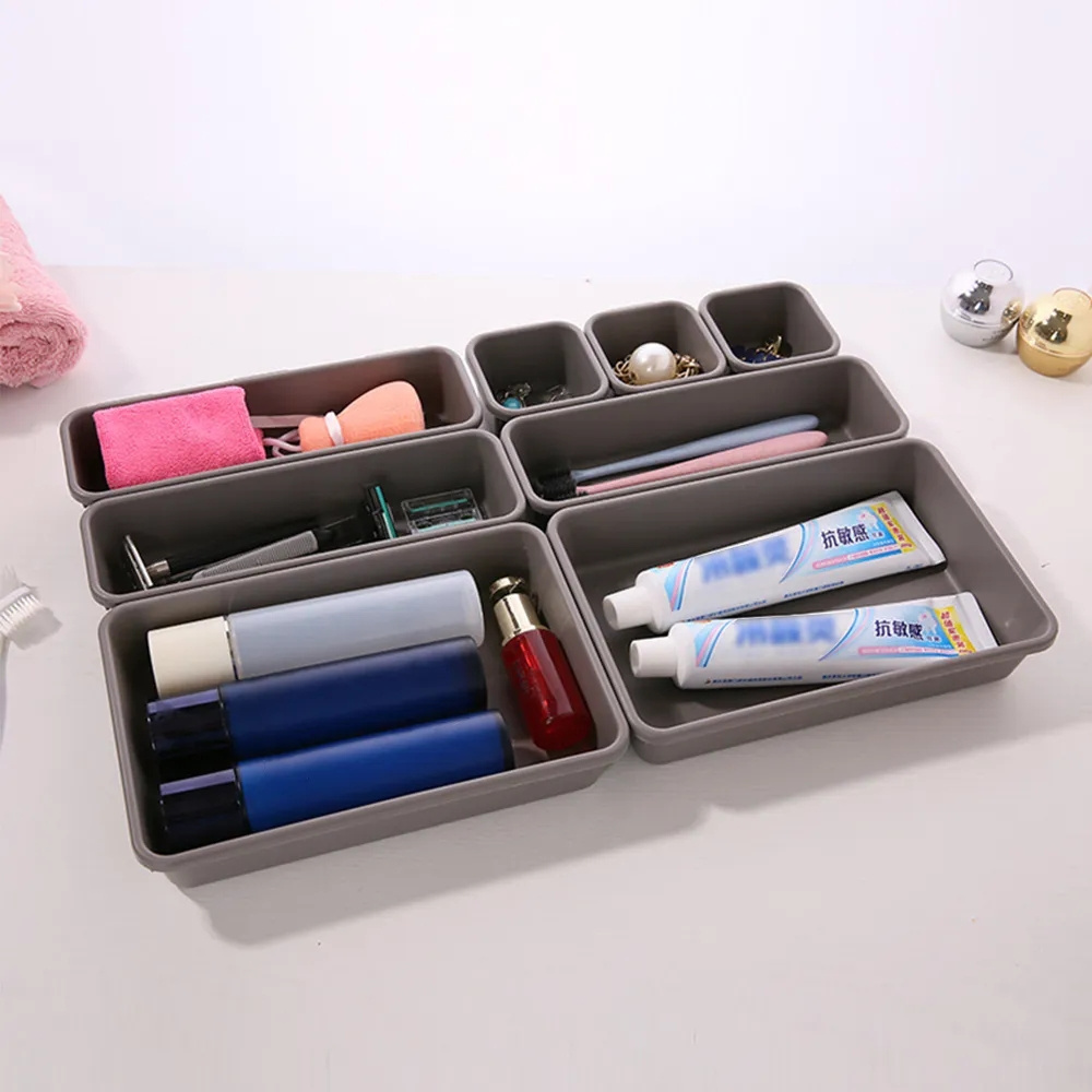 8 pieces/set adjustable drawer storage box tray Cosmetics Cosmetics sundries separation rack