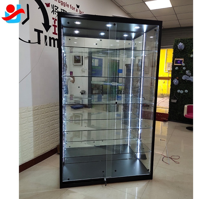 Black shop used aluminum frame glass showcase case, retail display display case