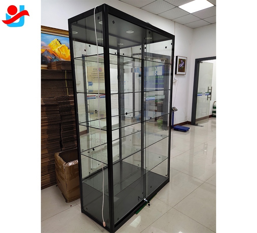 Black shop used aluminum frame glass showcase case, retail display display case