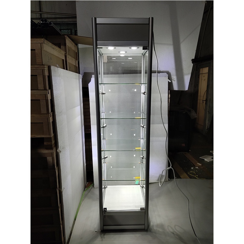 Ultra-clear Tempered Glass Display Cabinets Shop Vitrin Cabinet Narrow Full Vision Display Showcase