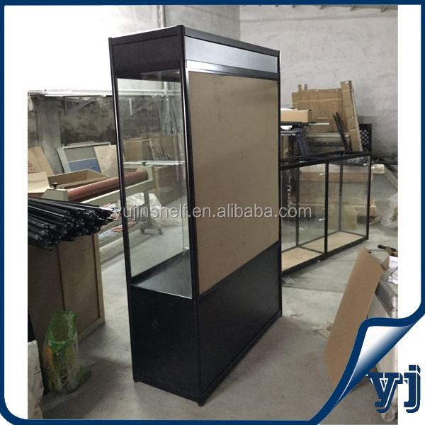 SlatWall Titanium Glass Showcase/Cabinet Showcase Vitrine, Lighted Glass Display case