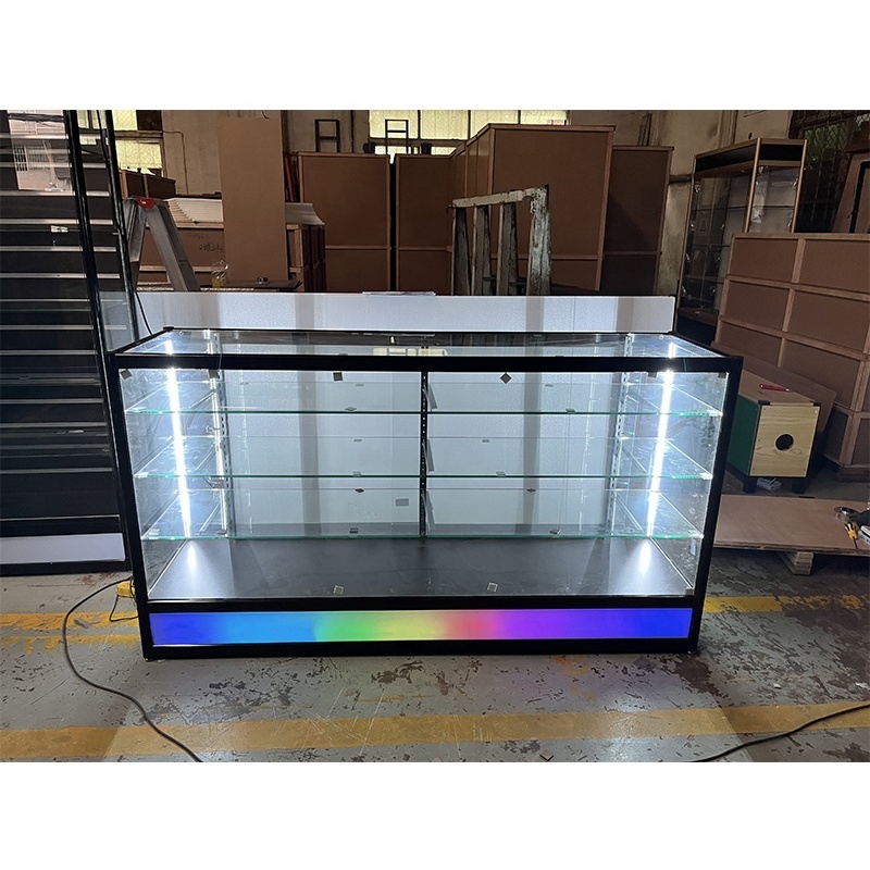 Smoke shop Display Counter 6 Feet Display Cabinets with LED Light Luxury Glass Display Showcase For Smoke Shop