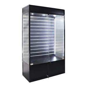 SlatWall Titanium Glass Showcase/Cabinet Showcase Vitrine, Lighted Glass Display case