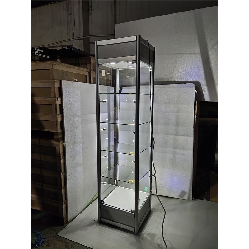 Ultra-clear Tempered Glass Display Cabinets Shop Vitrin Cabinet Narrow Full Vision Display Showcase