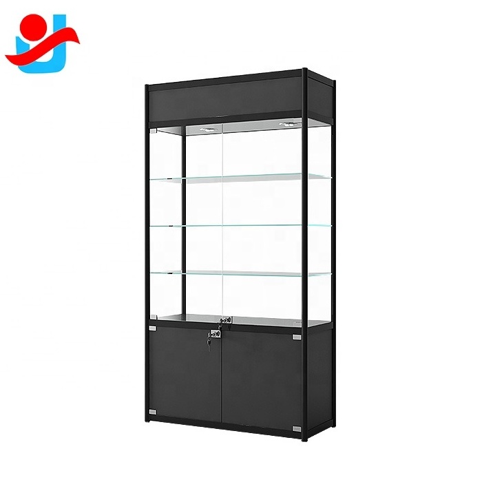 Hot sale factory price fashionable mall kiosk aluminum store jewelry glass display cabinet glass