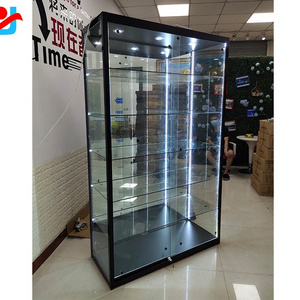 Black shop used aluminum frame glass showcase case, retail display display case