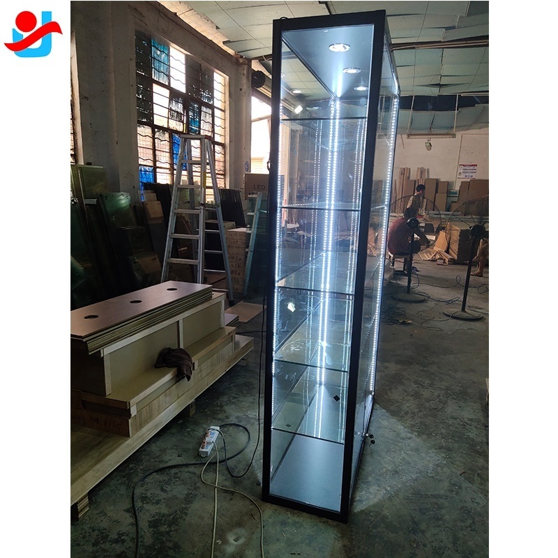 Popular Adjustable tempered glass vitrine cell phone wall showcase designs display cabinet used digital products store