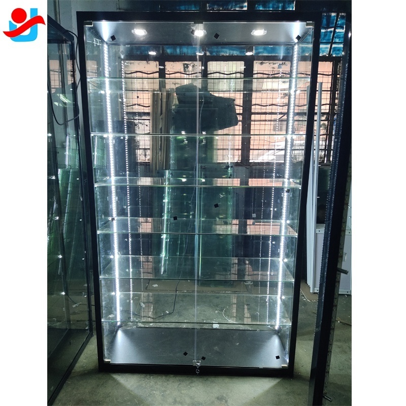 Popular Adjustable tempered glass vitrine cell phone wall showcase designs display cabinet used digital products store